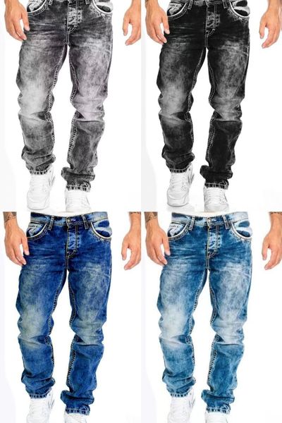 Jeans da uomo Primavera ed Estate Jeans Slim Personalità Casual Pantaloni Top Line Personalità Dritta Jeans Hip Hop Abbigliamento Uomo 221119