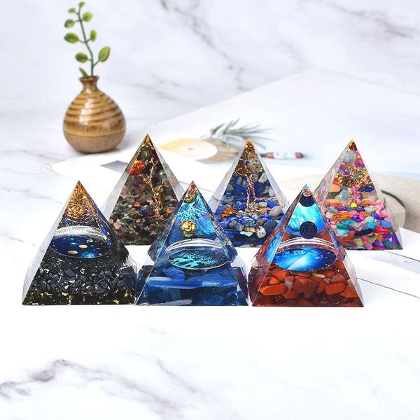 Figurine decorative Ghiaia naturale Piramide Pietra Guarigione Silicone Artigianale Chakra Cristallo Meditazione Stampo Gioielli Creazione regalo Reiki