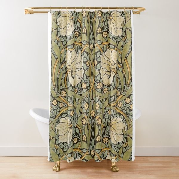 Занавески для душа Уильям Моррис Зеленый набор для ванной комнаты тяжелый вес ткань декоративная ванна помыть 221118