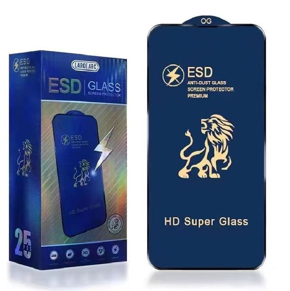 ESD-Anti-Staub-Displayschutz für iPhone 14 Pro Max 13 Mini 12 11 XS XR X 8 7 6 Plus SE gehärtetes Glas 9H Full Coverage Premium Film Guard Shield