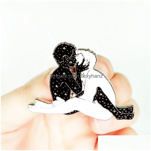 Pinos broches preto beijo branco casal casal broche pinos ecológicos desenho de esmalte engraçado Broches de liga de liga de jóias para garotas