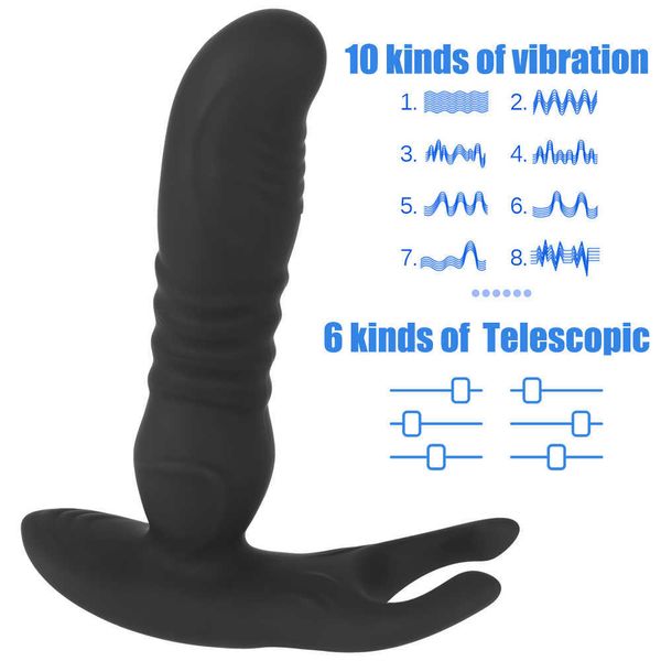 Schönheit Artikel 10 Geschwindigkeiten Vibrator Männliche Prostata Stimulator Massage Teleskop Dildo Vibratoren Drahtlose Fernbedienung sexy Spielzeug für Mann Frau