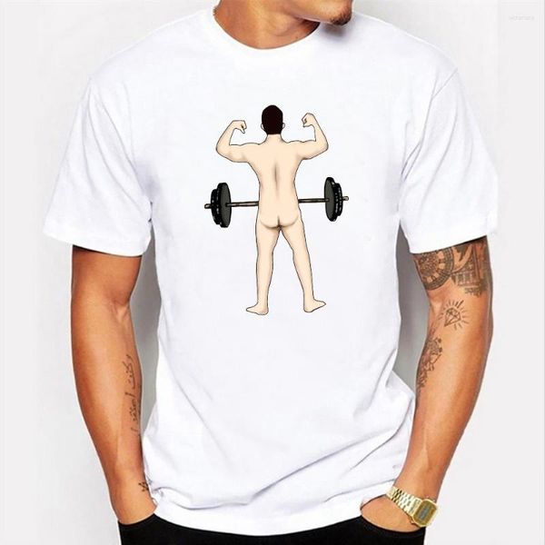 Erkekler Tişörtleri Komik Gömlek Erkekler Çıplak Barbell Fit Baskı Yaz Moda O yakalı Kısa Kollu T-Shirt Gündelik Sokak Giyim Kawaii Giyim Tees