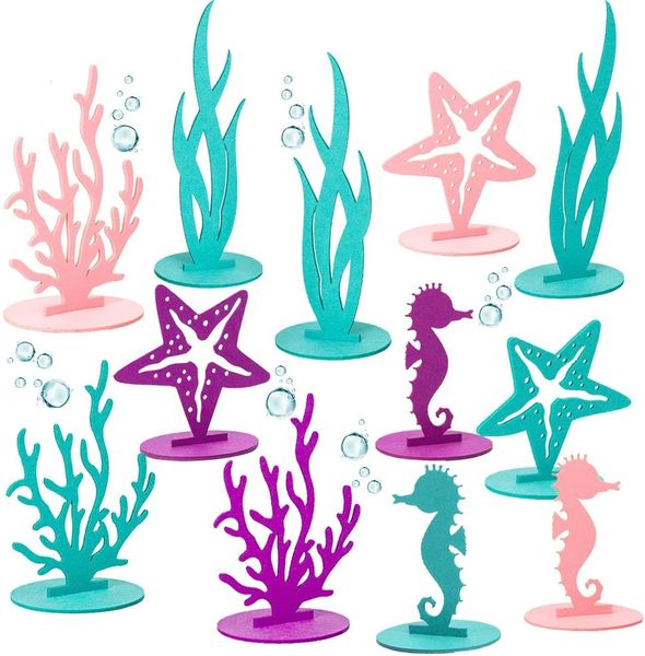 Bath Toys 20pcs Mermaid Birthday Decoration Felt Tabletop Center Ornament Ocean tema Little Party Baby Supplies Supplies 221118