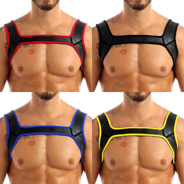 Articoli di bellezza Cintura pettorale in neoprene erotico da uomo Spallacci larghi BDSM Bondage Puppy Play Dog Slave RolePlay Party Club Wear Costume