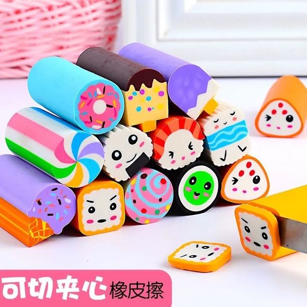 Erasers Cutable Mite Toy Sushi Dessert Football Shape Prese Prize No Masts School Supply Kawaii 221118