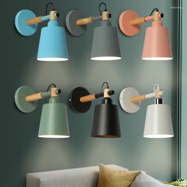 Wandleuchte Europäische Macaron-Lampen für Wohnzimmer Home Loft-Bett-Dekor Nachttischspiegelleuchten Moderne LED-Badezimmerbeleuchtungskörper