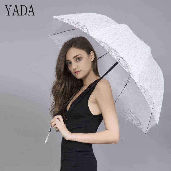 Yada Design White White Umbrella Umbrella dobrável Rainy Anti -Rainproof Sun Decoration Bride Paraguai Bordado de renda YD007 J220722