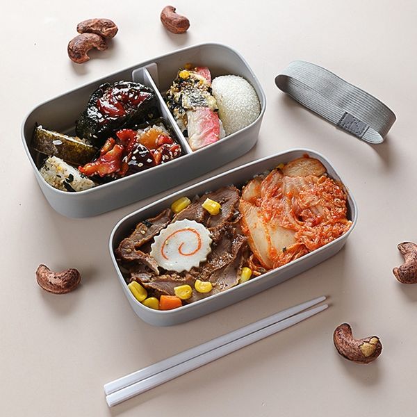 Двойные слои Bento Box Eco-Friendly Lunch Containce Container Accessories Материал микроволновый обеденный посуда коробка 1223652