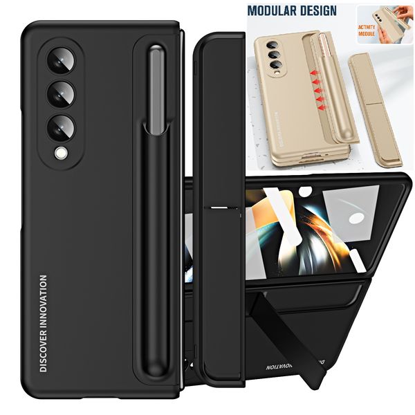 Estuches invisibles 2 en 1 para Samsung Galaxy Z Fold 3 Fold 4 Estuche extraíble Pen Holder Protection Cover