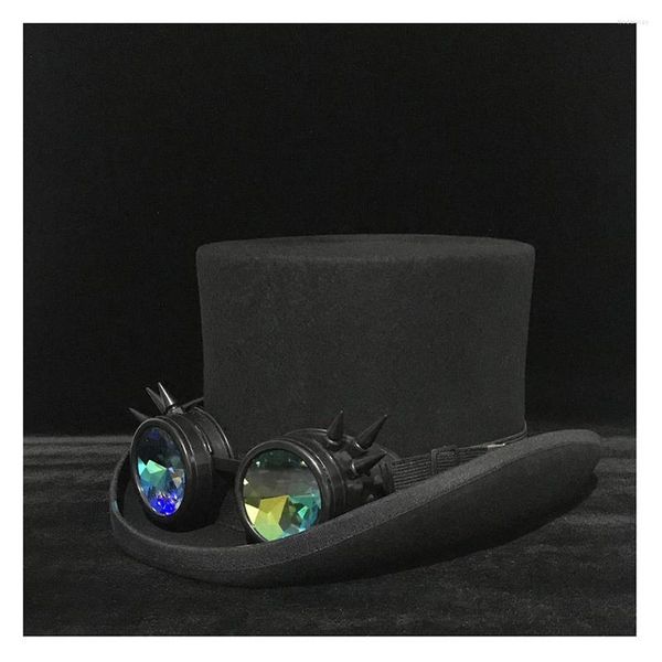 Berets Steampunk Zylinder Damen Herren Wolle Steam Punk Gear Millinery Fedora Goggles Party Cosplay Cap S M L XL