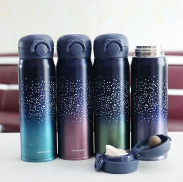 Bottiglie d'acqua Design Boccette sottovuoto in acciaio inossidabile a doppia parete Thermos da 500 ml Tazza da caffè Tè Latte Tazza da viaggio Thermo Bottle Regali Thermocup 221118