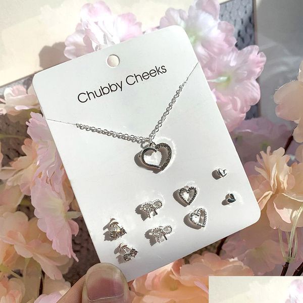 Orecchini collana Nuovo design di una settimana Orecchini collana Deer Heart Crystal Stalling Gioielli set per donne ragazze 10 stili drop dh7mg