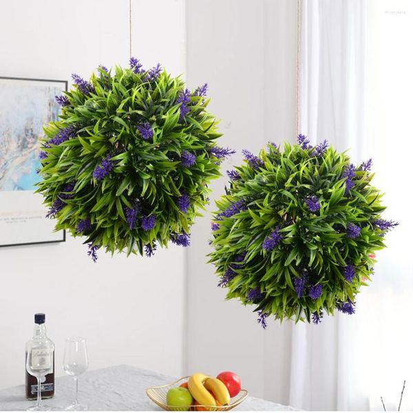 Flores decorativas 30 cm de lavanda de lavanda topiaria bola pendurada cesta de plantas falsas decoração de café em casa