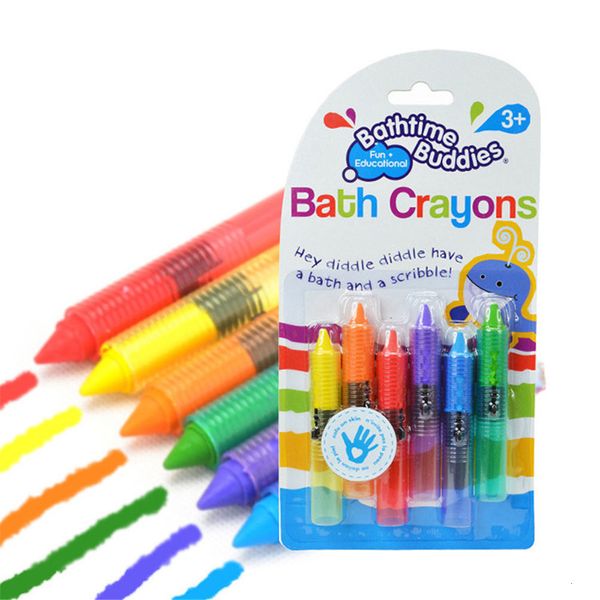 Bath Toys 6pcs Conjunto de giz de cera para bebês Criando de tempo lavável Segurança divertida Play Kids Educational Crianças 221118