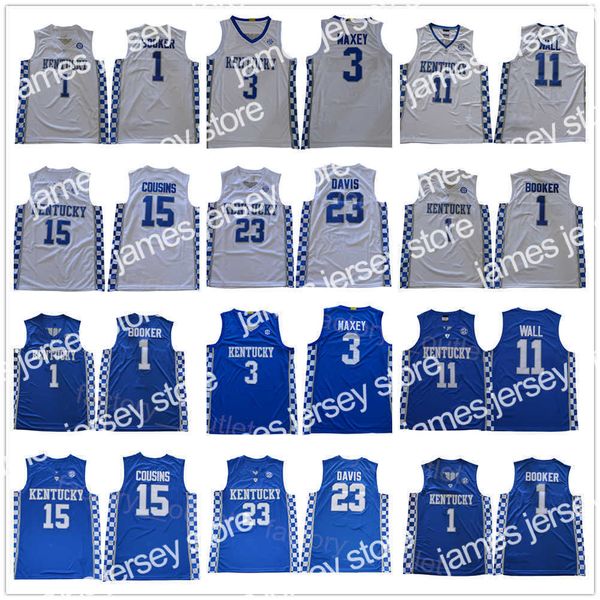 Abbigliamento da basket universitario Pallacanestro NCAA Kentucky Wildcats College Tyler Herro Jersey 14 Devin Booker 1 John Wall 11 Tyrese Maxey 3 DeMarcus Cousins 15 Davis 23