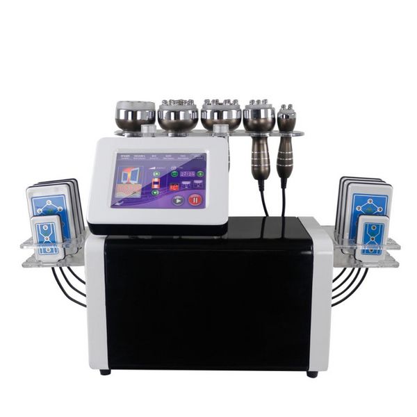 2023 Slimming 6 Em 1 40K Ultrasonic Cavitation Machine Multipolar Vacuum 8 Pads Lipolaser BIO Microcurrent RF For Sale