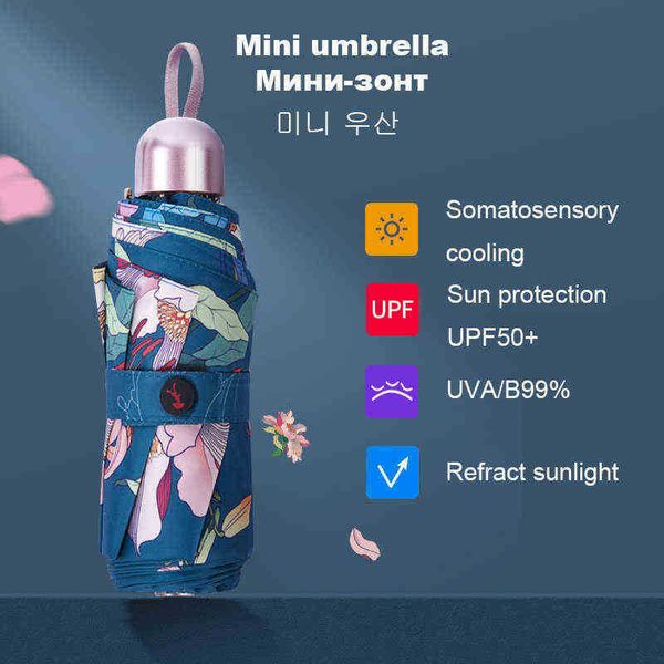 Роскошь 8 Ribben Pocket Mini Umbrella Anti Paraguay Parasol Rain Wind -Проницательность Складываемое для женщин J220722