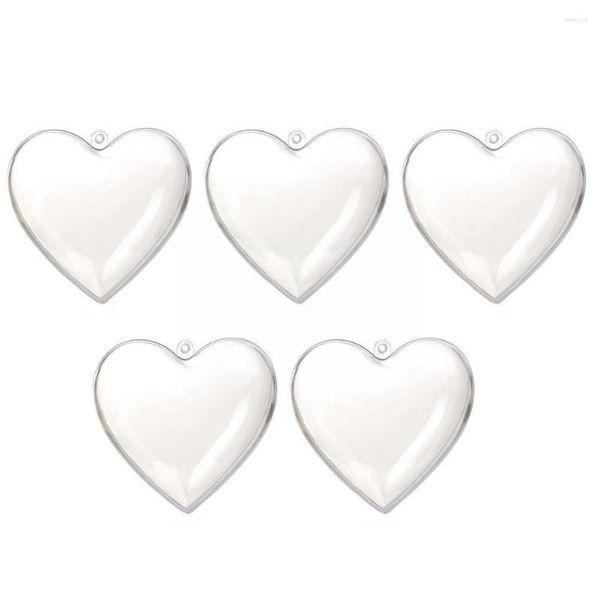 Decorazione per feste 5 pezzi / set Alberi di Natale in plastica trasparente Regalo regalo in acrilico Riempibile 6 / 8cm Scatola per ornamenti a forma di cuore Decorazione trasparente