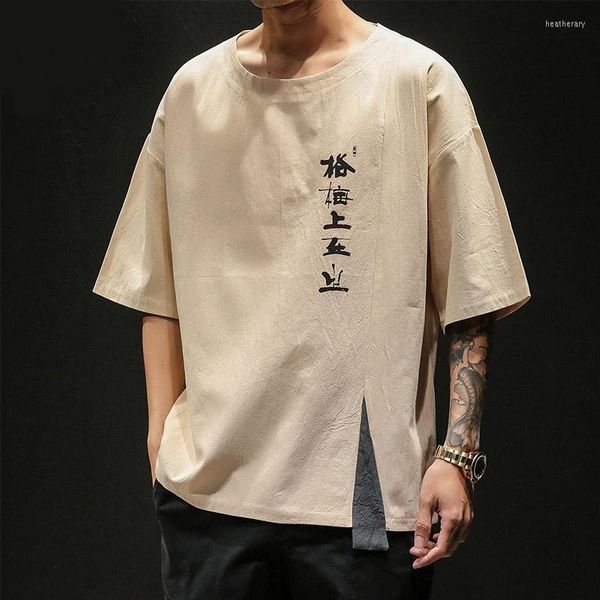 Abbigliamento etnico Cinese tradizionale per uomo Tang Suit T-shirt in lino di cotone Camicetta orientale maschile Top nazionale 10629