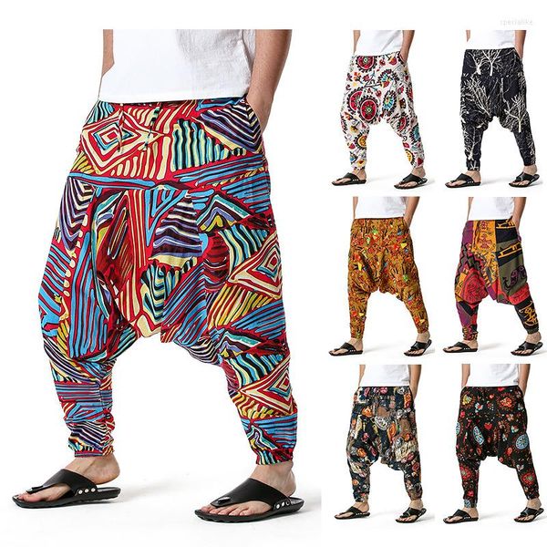 Calças masculinas 2022 Men /algodão harém de algodão Yoga Suspense Loose Streetwear