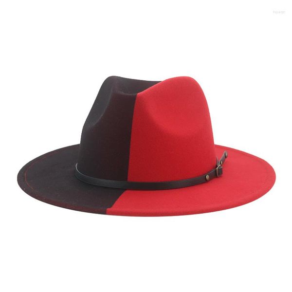 Berets Hat Fedoras Hats Winter Women Patcwork Weet Caps Men Fedora Red Black Fashion Luxury для Sombreros de Mujer Gorros