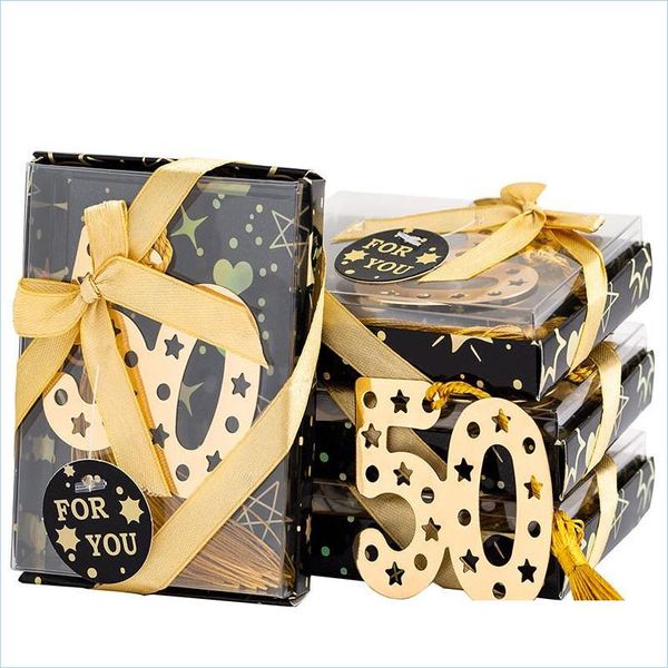 Favore per feste Gold Digital 50 Bookmark con bomboniere nappe Regali di compleanno Evento da doccia nuziale Evento di omaggio per feste idee dhvso dottor dhvso