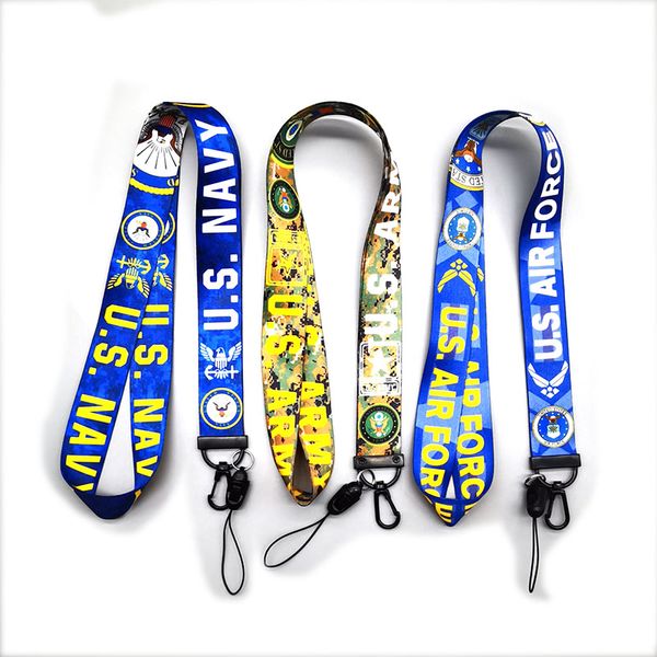 10 Stück Handy-Riemen Charms Air Force Navy Army Logo Handy-Lanyard-Riemen Kleidung Schlüsselanhänger ID-Kartenhalter Abnehmbare Schnalle Lanyards H-03