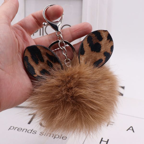 Pelliccia di volpe orecchie di leopardo borsa portachiavi bomboniera peluche ciondolo auto creativo femminile personalizzato all'ingrosso 1223671