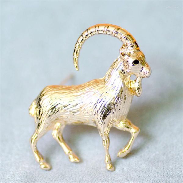 Broches moda antílope de jóias de animais de ouro dourado colorida de liga de cabra broche para homens homens casaco terno de cachecol pinos