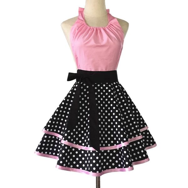 Sevimli Retro Önlük Vintage Hizmetçi Polka Dot Mutfak Mutfak Yemek Önlükleri Kadınlar İçin Kızlar 1224472