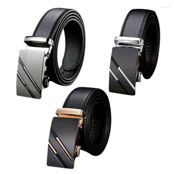 G￼rtel M￤nner Luxus Business G￼rtel Schwarz PU Leder Armband M￤nnliche Bund automatische Schnalle f￼r goldene silberne G￼rteljeans