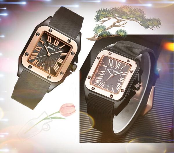 Crime Premium Square Roman Dial observa homens homens Quartz MOVIMENTO RELￓGIO DE TEMPO DE TEMPO DE BORRAￇￃO DE BORRATURA AURS AGORES STOPWATCH TIMER Watchwatch Montre de Luxe