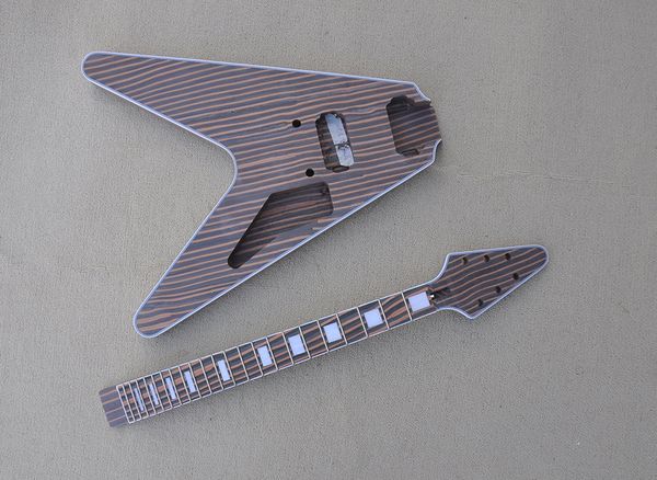 Полуфанальная электрогитара Zebra Wood Flying V можно настроить в качестве запроса