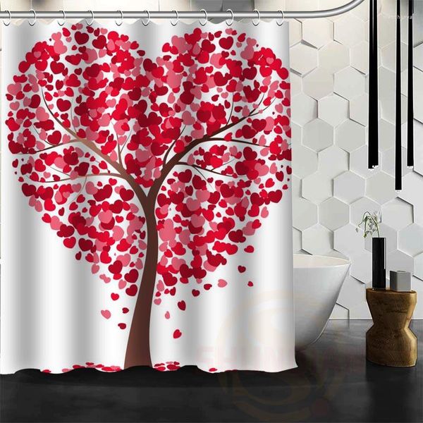 Tende da doccia ShunQian Bella tenda personalizzata con albero a cuore per bagno in tessuto impermeabile PIÙ DIMENSIONI WJY41