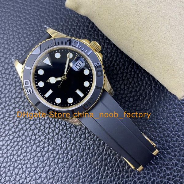 Nuovo modello di orologio da uomo 42 mm in oro giallo 18 ct bracciale in caucciù Oysterflex quadrante nero vetro zaffiro VSF Cal.3235 movimento in acciaio 904L orologi automatici
