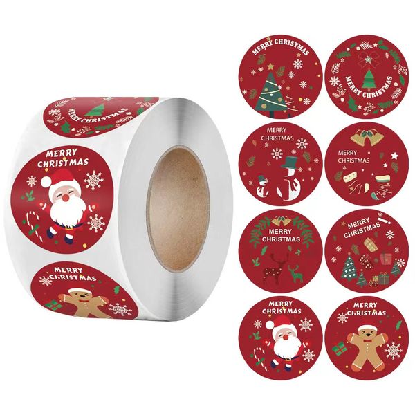 Merry Noel Çıkartmaları Xmas Tema Mühür Etiketleri DIY Hediye Pişirme Paketi Zarf Kırtasiye Dekoru