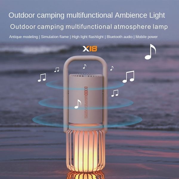 Tragbare Lautsprecher Multifunktionale Outdoor-Campinglampe USB Smart Charging Bluetooth-Lautsprecher 8000 MAh Mobile Stromversorgung Hochglanz-Flammenbrenner 221119