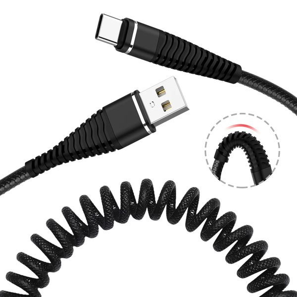 Spring USB C Micro USB Cabo retrátil Cabo de carregamento Fast Charger Data Cable Wire Wire para Huawei P20 P10 Xiaomi