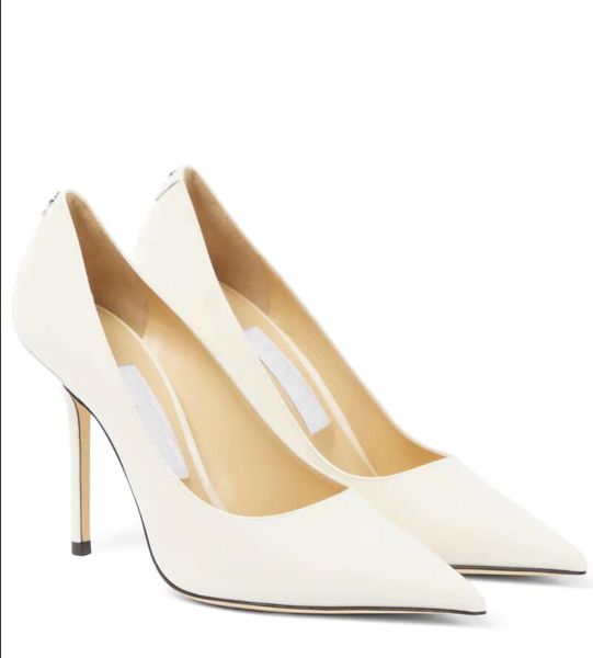 Scarpe eleganti da donna Pop tacco alto marca Love 100mm Décolleté in pelle di montone bianco Décolleté con punta a punta con emblema scarpe da donna sexy design di lusso con dita dei piedi 35-42