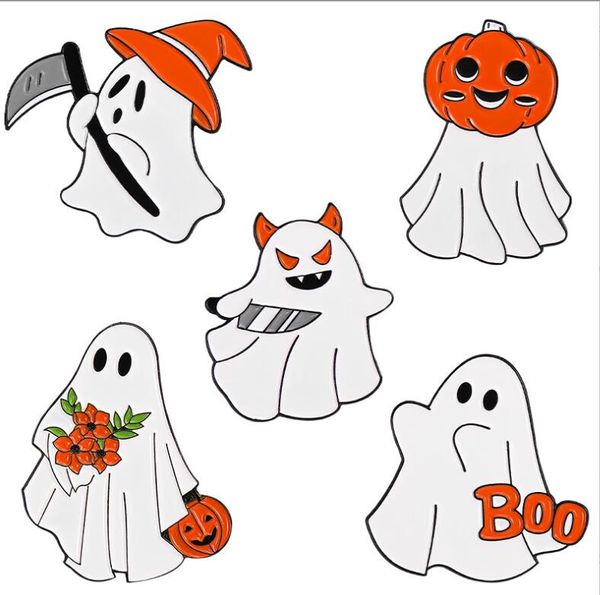 Broches de j￳ias de desenhos animados Halloween Day Pumpkin Ghost Alloy Paint Broche Metal Pin