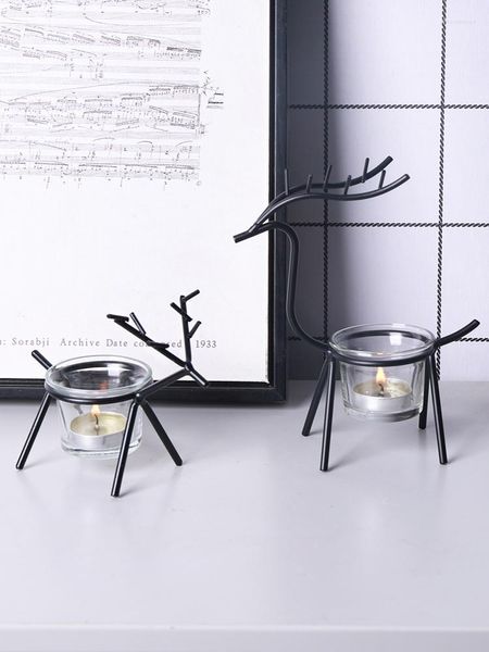 Portacandele Metallo Arredamento nordico Candele Tavolo Designer Vetro Natale Bicchieri Halloween Centro De Mesa Design Candl