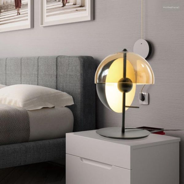 Tischlampen Schwarz Metall Glas Lampe Nordic Kreative Nachttisch Sphärische Wohnzimmer Schlafzimmer Studie Lesen Dekorative Beleuchtung