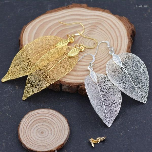 Orecchini pendenti Fashion Leaf Scheletro Gancio appeso Squisito ed elegante Oro Argento Gioielli di ispirazione naturale