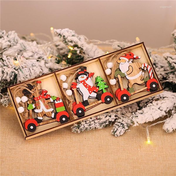 Decorazioni natalizie Decorazione per albero Ciondolo in legno Cartoon Car Old Man Ornaments Year Merry Kerst