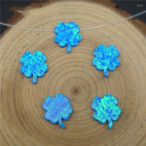 Correntes 5pcs Nice Synthetic Blue Opal Flower Pingente com orifício para colar por atacado