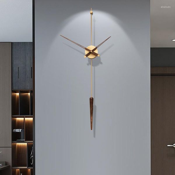 Relógios de parede grandes relógios minimalistas de cobre design moderno metal home para sala de estar no escritório nórdico pendurado pendulum relógio