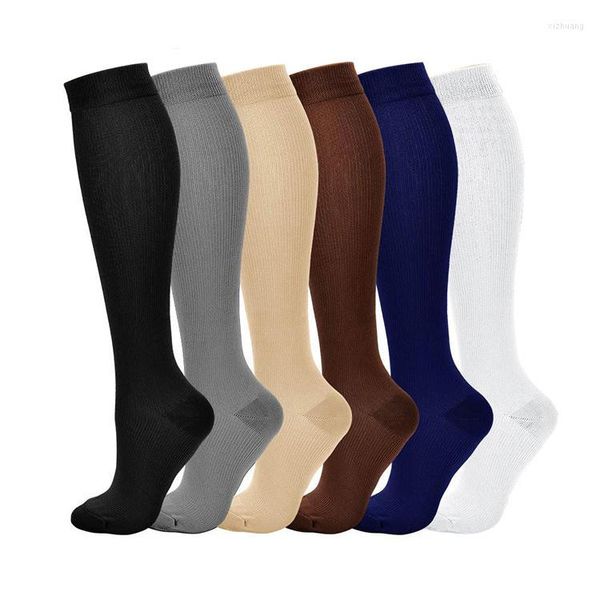 Chaussettes pour hommes HUAYASX Couleur unie Unisexe Compression Cocks Hommes Femmes Gris Noir Bleu Marron Bhite Abricot 15-20mmhg