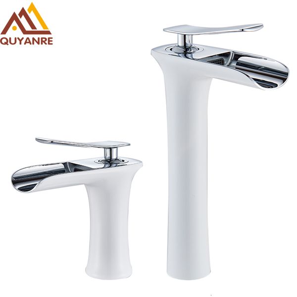 Rubinetti per lavandino del bagno Rubinetto per lavabo a cascata cromato bianco Miscelatore monocomando per miscelatore freddo Gru per vasca 221121