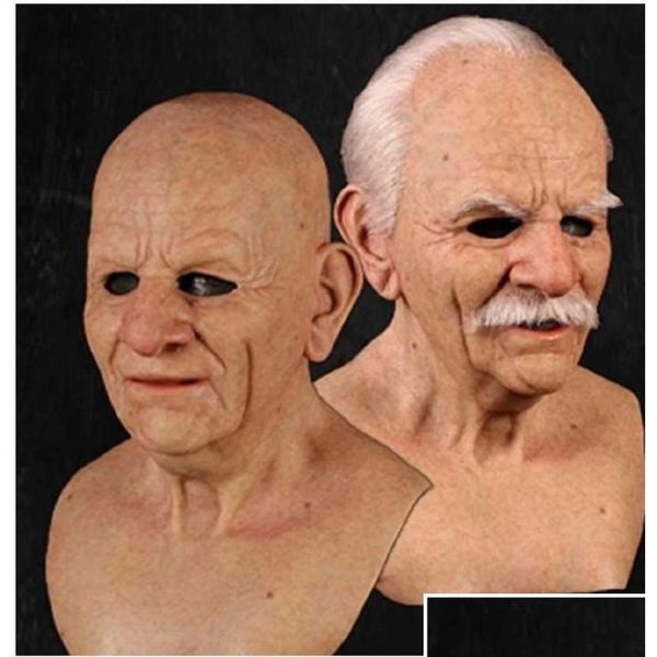 Andere Event-Partyzubehör Andere Event-Partyzubehör Die Gesichtsperücken des alten Mannes Maske Halloween Mode Cosplay für Mann mit Auge Shiel Dhica